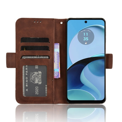 For Motorola Moto G14 4G Skin Feel Calf Texture Card Slots Leather Phone Case(Brown) - Motorola Cases by buy2fix | Online Shopping UK | buy2fix