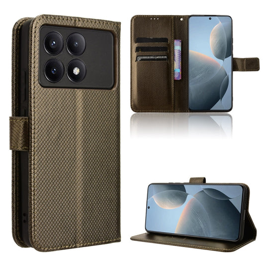 For Xiaomi Redmi K70 / K70 Pro Diamond Texture Leather Phone Case(Brown) - K70 Pro Cases by buy2fix | Online Shopping UK | buy2fix