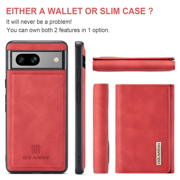 For Google Pixel 7A DG.MING M1 Series 3-Fold Multi Card Wallet + Magnetic Phone Case(Red) - Google Cases by DG.MING | Online Shopping UK | buy2fix