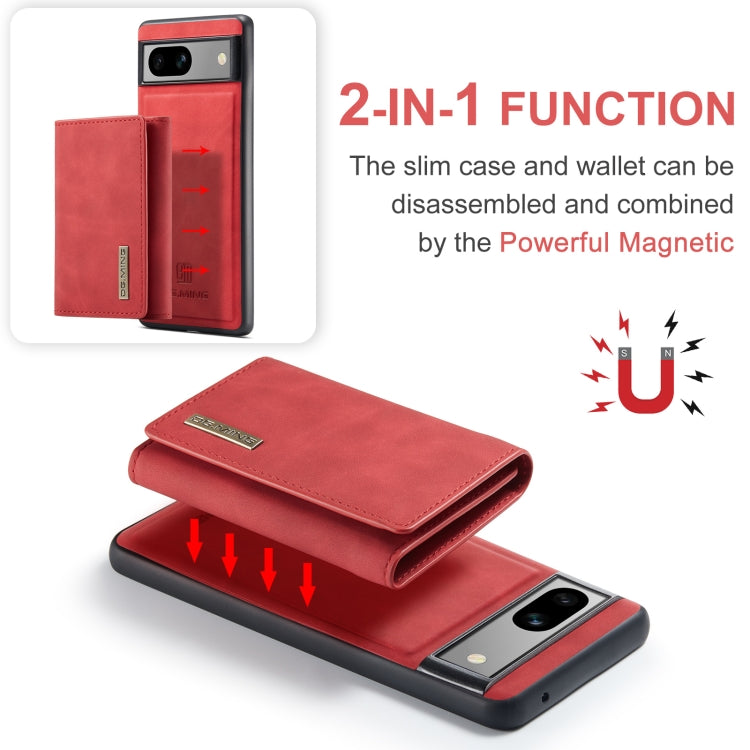 For Google Pixel 7A DG.MING M1 Series 3-Fold Multi Card Wallet + Magnetic Phone Case(Red) - Google Cases by DG.MING | Online Shopping UK | buy2fix