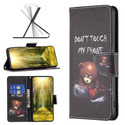 For Xiaomi Redmi 12 4G Colored Drawing Pattern Leather Phone Case(Bear) - Xiaomi Cases by buy2fix | Online Shopping UK | buy2fix