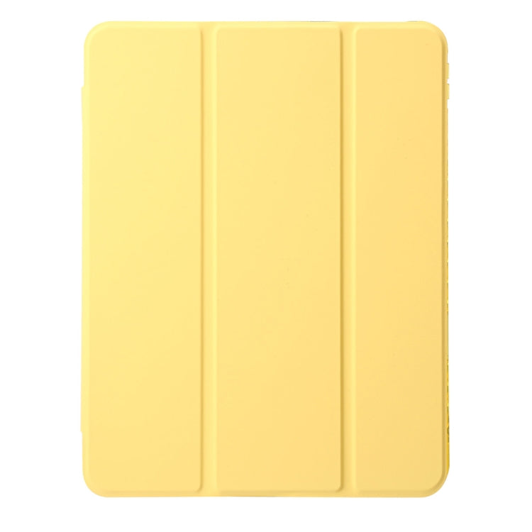 For iPad Pro 13 2024 Clear Acrylic 3-Fold Leather Tablet Case(Yellow) - iPad Pro 13 2024 Cases by buy2fix | Online Shopping UK | buy2fix