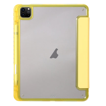 For iPad Pro 13 2024 Clear Acrylic 3-Fold Leather Tablet Case(Yellow) - iPad Pro 13 2024 Cases by buy2fix | Online Shopping UK | buy2fix