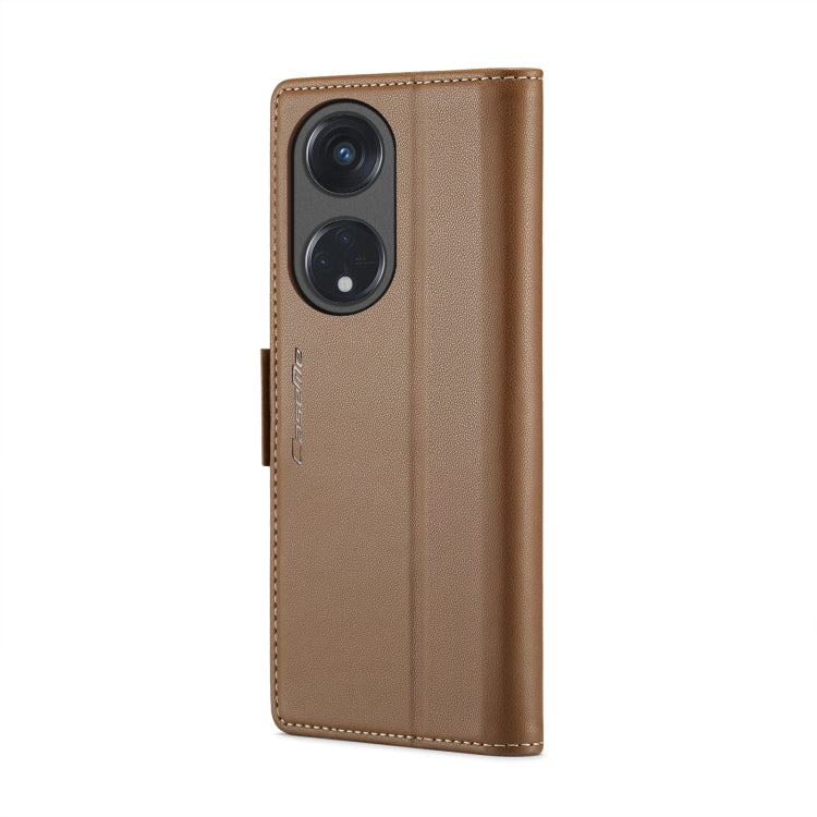 For OPPO Reno8 T 5G/A1 Pro 5G CaseMe 023 Butterfly Buckle Litchi Texture RFID Anti-theft Leather Phone Case(Brown) - OPPO Cases by CaseMe | Online Shopping UK | buy2fix