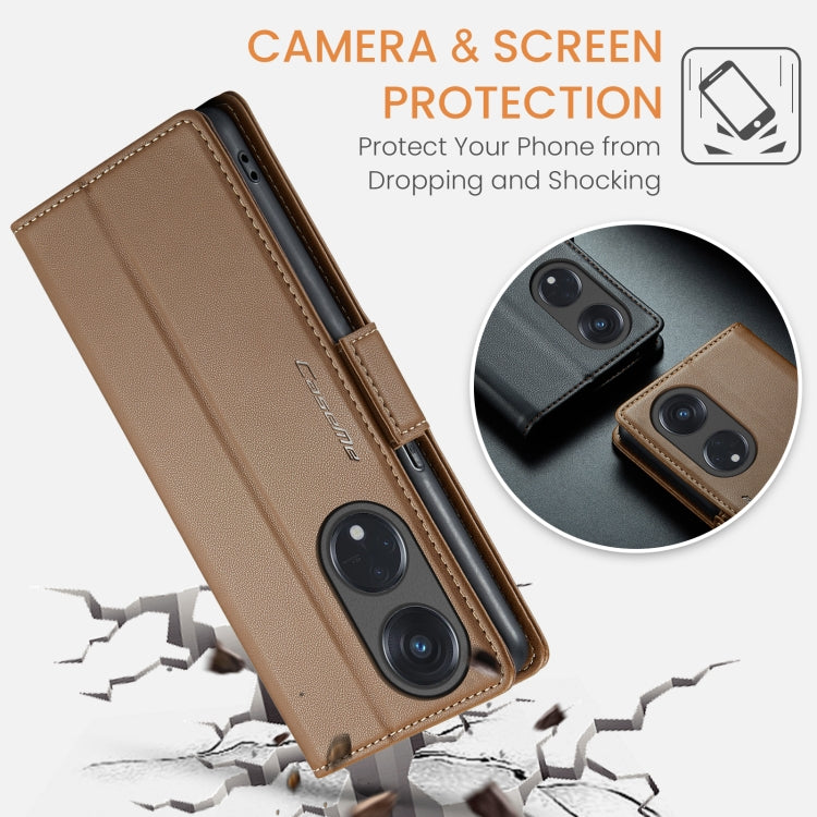 For OPPO Reno8 T 5G/A1 Pro 5G CaseMe 023 Butterfly Buckle Litchi Texture RFID Anti-theft Leather Phone Case(Brown) - OPPO Cases by CaseMe | Online Shopping UK | buy2fix