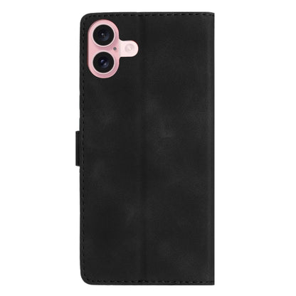 For iPhone 16 Flower Butterfly Embossing Pattern Leather Phone Case(Black) - iPhone 16 Cases by buy2fix | Online Shopping UK | buy2fix