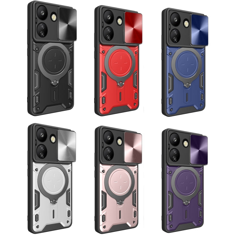 For Xiaomi Redmi 13C 4G CD Texture Sliding Camshield Magnetic Holder Phone Case(Purple) - 13C Cases by buy2fix | Online Shopping UK | buy2fix