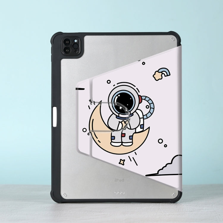 For iPad Air 11 2024 / iPad Pro 11 3-Fold 360 Rotation Painted Leather Smart Tablet Case(Astronaut) - iPad Pro 11 (2022/2021) Cases by buy2fix | Online Shopping UK | buy2fix