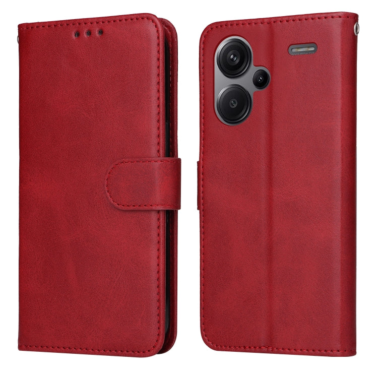 For Xiaomi Redmi Note13 Pro+ 5G Global Classic Calf Texture Flip Leather Phone Case(Red) - Note 13 Pro+ Cases by buy2fix | Online Shopping UK | buy2fix