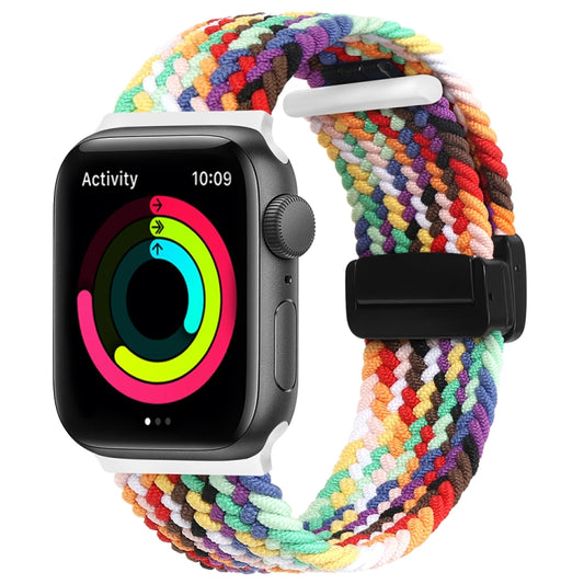 Magnetic Fold Clasp Woven Watch Band For Apple Watch 5 40mm(Rainbow Color) - Watch Bands by buy2fix | Online Shopping UK | buy2fix