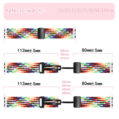 Magnetic Fold Clasp Woven Watch Band For Apple Watch SE 2022 44mm(Rainbow Color) - Watch Bands by buy2fix | Online Shopping UK | buy2fix