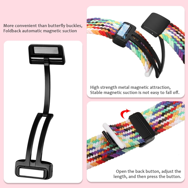 Magnetic Fold Clasp Woven Watch Band For Apple Watch 7 45mm(Rainbow Color) - Watch Bands by buy2fix | Online Shopping UK | buy2fix