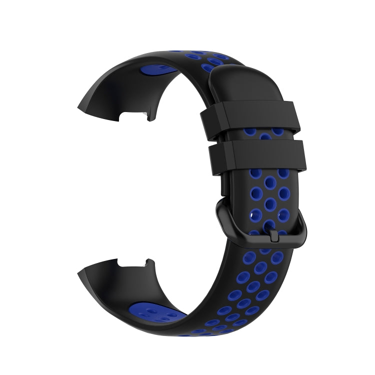 For Fitbit Charge 4 / Charge 3 / Charge 3 SE Watch Button Two Colors Silicone Replacement Strap Watchband(Black Blue) - Watch Bands by buy2fix | Online Shopping UK | buy2fix