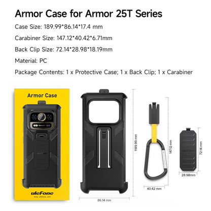 For Ulefone Armor 25T Pro Ulefone Back Clip Phone Case with Carabiner(Black) - Ulefone Cases by Ulefone | Online Shopping UK | buy2fix