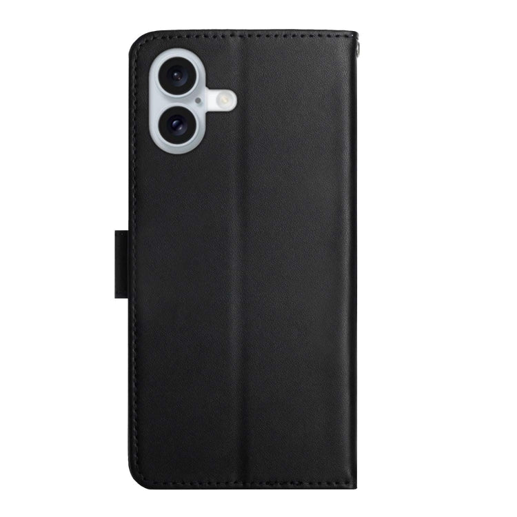 For iPhone 16 Plus Genuine Leather Fingerprint-proof Flip Phone Case(Black) - iPhone 16 Plus Cases by buy2fix | Online Shopping UK | buy2fix