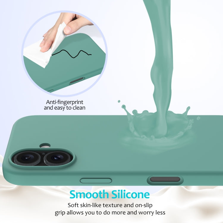 For iPhone 16 Solid Color Silicone Phone Case(Pine Needle Green) - More iPhone Cases by buy2fix | Online Shopping UK | buy2fix