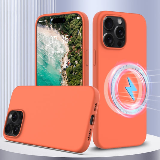 For iPhone 16 Pro Max Shockproof Silicone Magsafe Phone Case(Gold Orange) - iPhone 16 Pro Max Cases by buy2fix | Online Shopping UK | buy2fix