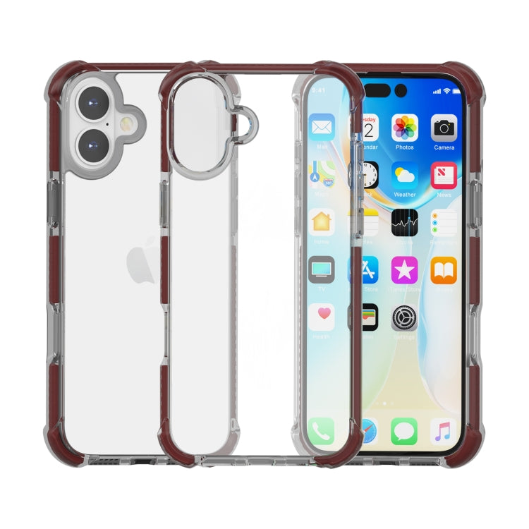 For iPhone 16 Four-corner Shockproof TPU + Acrylic Phone Case(Brown) - iPhone 16 Cases by buy2fix | Online Shopping UK | buy2fix