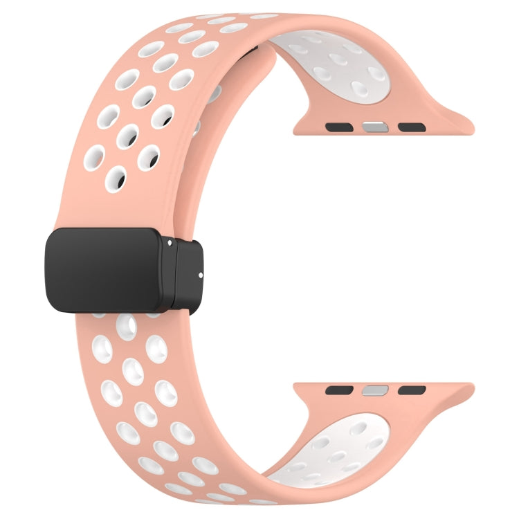 For Apple Watch Ultra 49mm Magnetic Buckle Silicone Watch Band(Pink White) - Watch Bands by buy2fix | Online Shopping UK | buy2fix