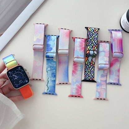 For Apple Watch Ultra 49mm Painted Pattern Nylon Replacement Watch Band(Geometric Rainbow) - Watch Bands by buy2fix | Online Shopping UK | buy2fix