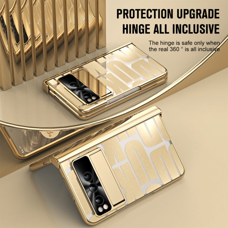 For Google Pixel Fold Integrated Electroplating Folding Phone Case with Pen Slot & Hinge(Gold) - Google Cases by buy2fix | Online Shopping UK | buy2fix