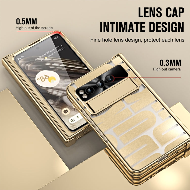 For Google Pixel Fold Integrated Electroplating Folding Phone Case with Pen Slot & Hinge(Gold) - Google Cases by buy2fix | Online Shopping UK | buy2fix