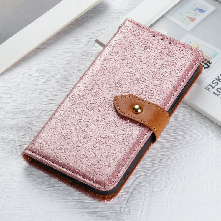 For iPhone 16 European Floral Embossed Leather Phone Case(Pink) - iPhone 16 Cases by buy2fix | Online Shopping UK | buy2fix