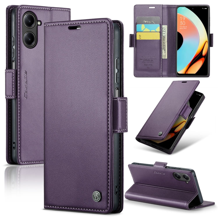 For Realme 10 Pro 5G CaseMe 023 Butterfly Buckle Litchi Texture RFID Anti-theft Leather Phone Case(Pearly Purple) - Realme Cases by CaseMe | Online Shopping UK | buy2fix