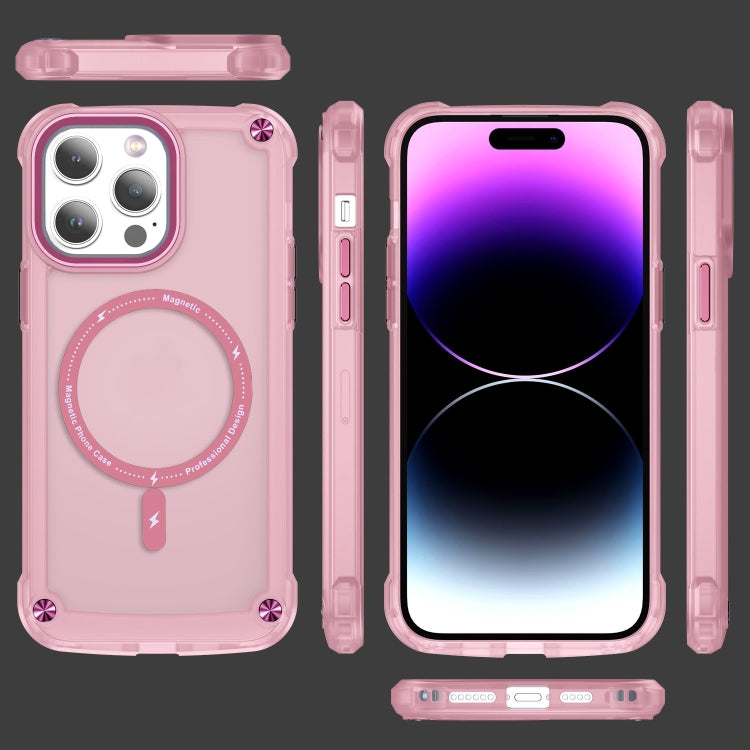 For iPhone 16 Pro Max Skin Feel TPU + PC MagSafe Magnetic Phone Case(Transparent Pink) - iPhone 16 Pro Max Cases by buy2fix | Online Shopping UK | buy2fix