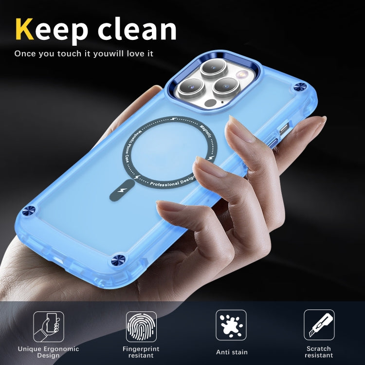 For iPhone 16 Pro Max Skin Feel TPU + PC MagSafe Magnetic Phone Case(Transparent Blue) - iPhone 16 Pro Max Cases by buy2fix | Online Shopping UK | buy2fix