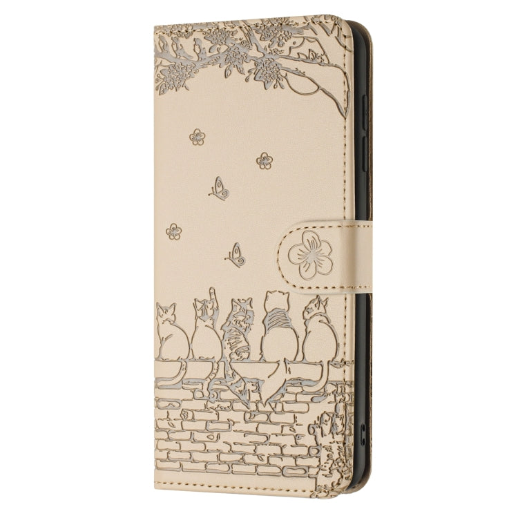 For Xiaomi Redmi Note 13 Pro 5G Cat Embossing Pattern Leather Phone Case with Lanyard(Beige) - Note 13 Pro Cases by buy2fix | Online Shopping UK | buy2fix