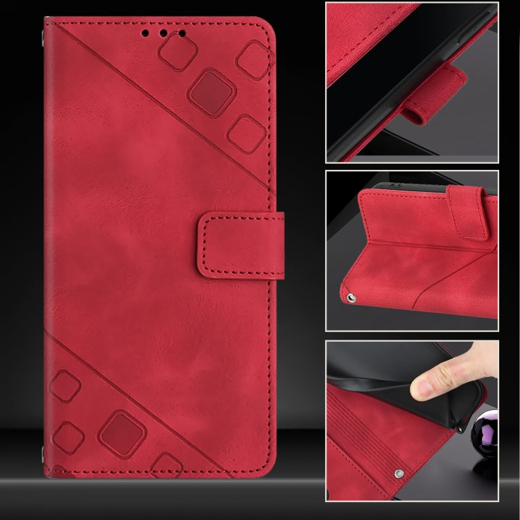 For iPhone SE 2024 Skin-feel Embossed Leather Phone Case(Red) - More iPhone Cases by buy2fix | Online Shopping UK | buy2fix