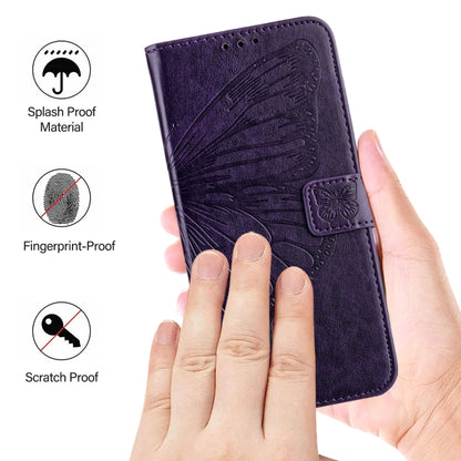 For iPhone SE 2024 Embossed Butterfly Leather Phone Case(Dark Purple) - More iPhone Cases by buy2fix | Online Shopping UK | buy2fix