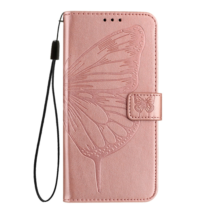 For iPhone 16 Plus Embossed Butterfly Leather Phone Case(Rose Gold) - iPhone 16 Plus Cases by buy2fix | Online Shopping UK | buy2fix