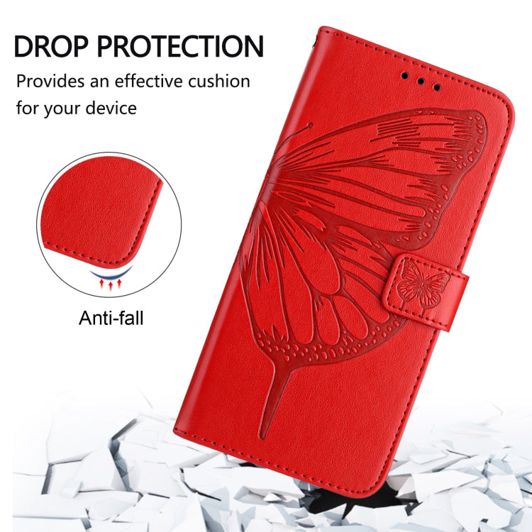 For iPhone 16 Embossed Butterfly Leather Phone Case(Red) - iPhone 16 Cases by buy2fix | Online Shopping UK | buy2fix