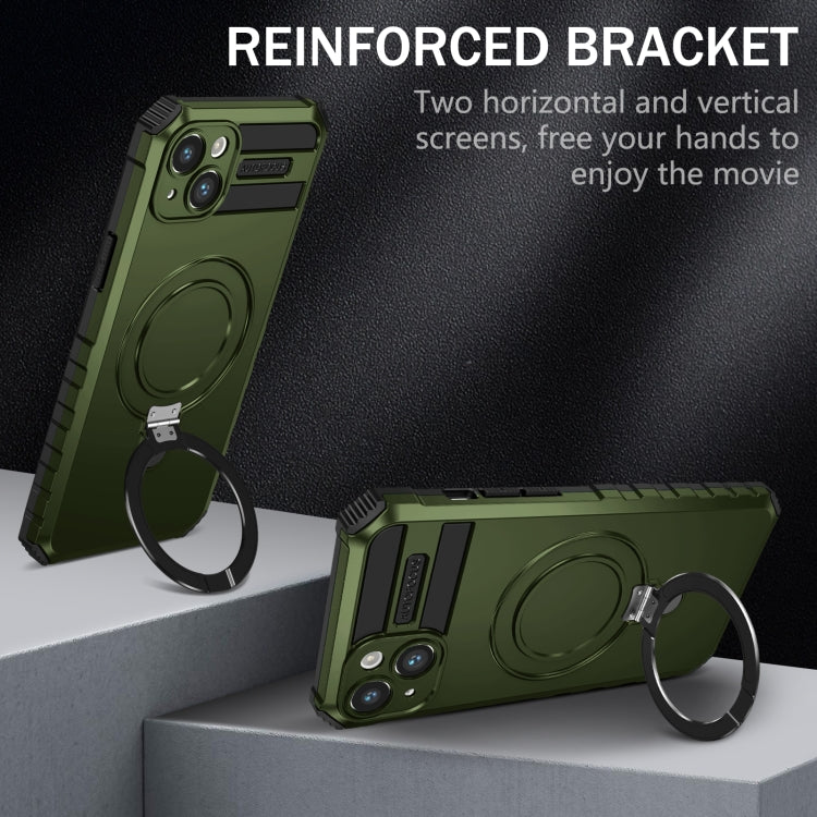 For iPhone 14 MagSafe Magnetic Holder Phone Case(Green) - iPhone 14 Cases by buy2fix | Online Shopping UK | buy2fix