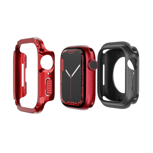 For Apple Watch Series 8 / 7 45mm 2-in-1 PC Hybrid TPU Armor Watch Case(Red) - Watch Cases by buy2fix | Online Shopping UK | buy2fix