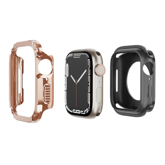 For Apple Watch Series 8 / 7 45mm 2-in-1 PC Hybrid TPU Armor Watch Case(Rose Gold) - Watch Cases by buy2fix | Online Shopping UK | buy2fix