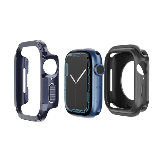 For Apple Watch Series 6 / 5 / 4 / SE 44mm 2-in-1 PC Hybrid TPU Armor Watch Case(Midnight Blue) - Watch Cases by buy2fix | Online Shopping UK | buy2fix