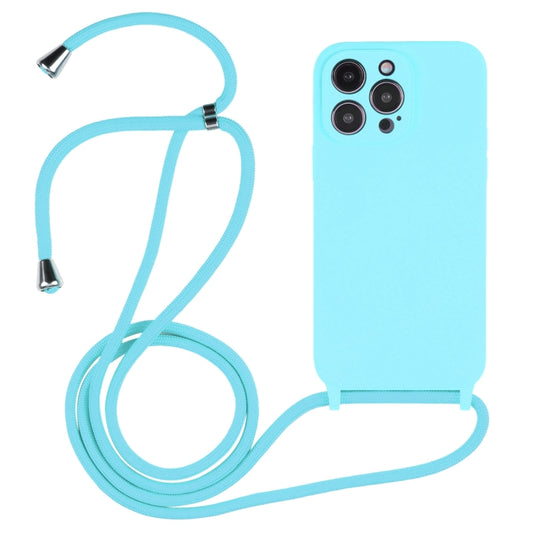 For iPhone 16 Pro Crossbody Lanyard Liquid Silicone Case(Ice Blue) - iPhone 16 Pro Cases by buy2fix | Online Shopping UK | buy2fix