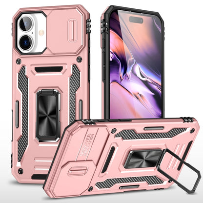 For iPhone 16 Armor PC + TPU Camera Shield Phone Case(Rose Gold) - iPhone 16 Cases by buy2fix | Online Shopping UK | buy2fix