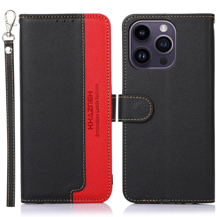 For iPhone 16 Pro Max KHAZNEH Litchi Texture Leather RFID Phone Case(Black) - iPhone 16 Pro Max Cases by buy2fix | Online Shopping UK | buy2fix