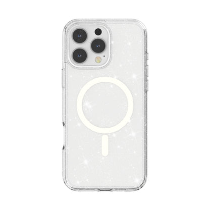 For iPhone 16 Pro Max Terminator Style Glitter Powder MagSafe Magnetic Phone Case(White) - iPhone 16 Pro Max Cases by buy2fix | Online Shopping UK | buy2fix