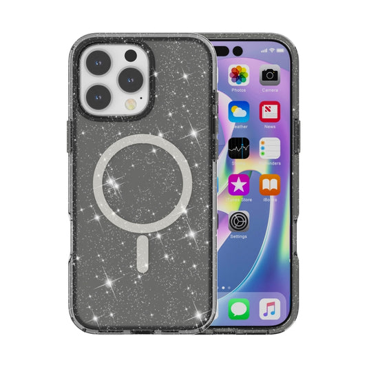 For iPhone 16 Pro Max Terminator Style Glitter Powder MagSafe Magnetic Phone Case(Black) - iPhone 16 Pro Max Cases by buy2fix | Online Shopping UK | buy2fix