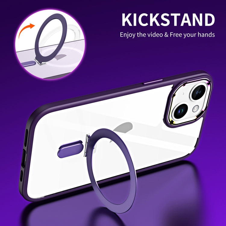 For iPhone 15 Plus MagSafe Magnetic Invisible Holder Phone Case(Dark Purple) - iPhone 15 Plus Cases by buy2fix | Online Shopping UK | buy2fix