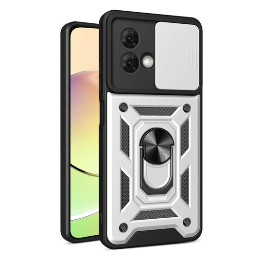 For Motorola Moto G84 Sliding Camera Cover Design TPU Hybrid PC Phone Case(Silver) - Motorola Cases by buy2fix | Online Shopping UK | buy2fix