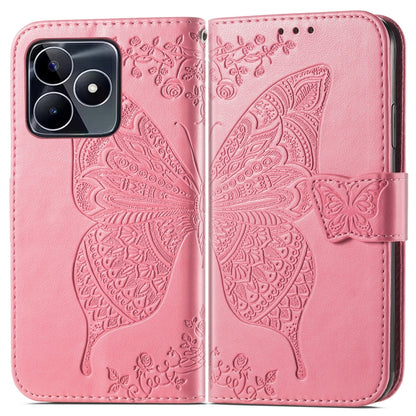 For Realme C53 Butterfly Love Flower Embossed Leather Phone Case(Pink) - Realme Cases by buy2fix | Online Shopping UK | buy2fix