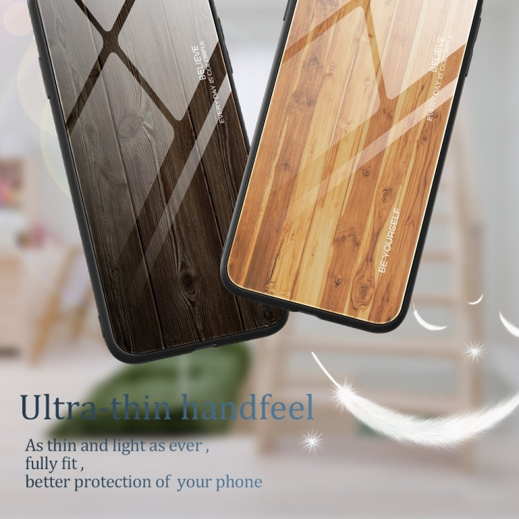 For iPhone 16 Pro Max Wood Grain Glass Phone Case(Coffee) - iPhone 16 Pro Max Cases by buy2fix | Online Shopping UK | buy2fix