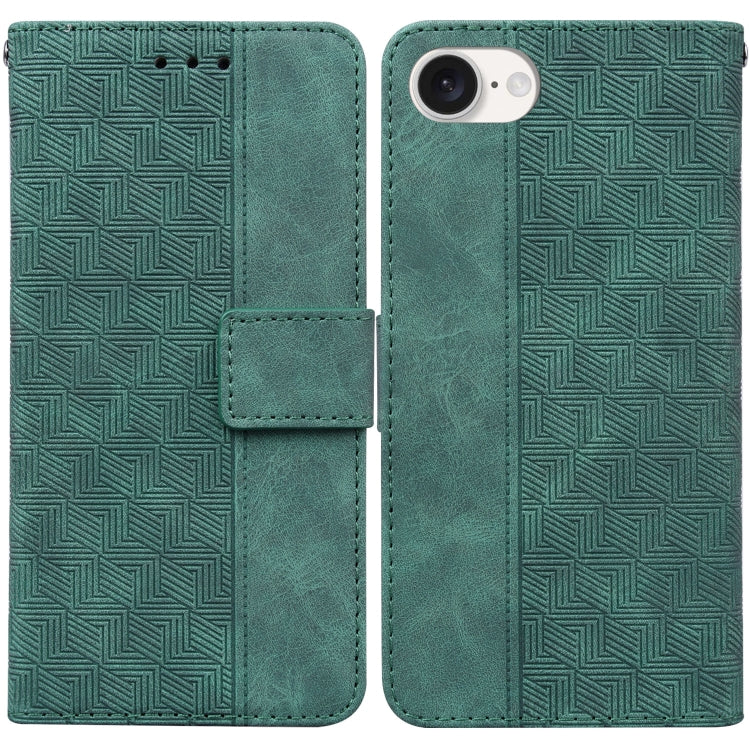 For iPhone SE 2024 Geometric Embossed Leather Phone Case(Green) - More iPhone Cases by buy2fix | Online Shopping UK | buy2fix