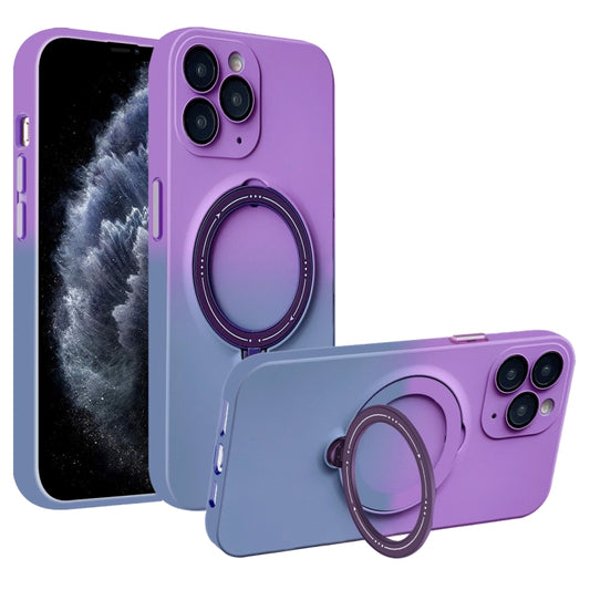 For iPhone 11 Pro MagSafe Holder Gradient TPU Phone Case(Deep Purple Gray) - iPhone 11 Pro Cases by buy2fix | Online Shopping UK | buy2fix